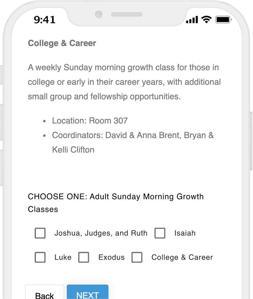 Custom Form Group Sign-Ups