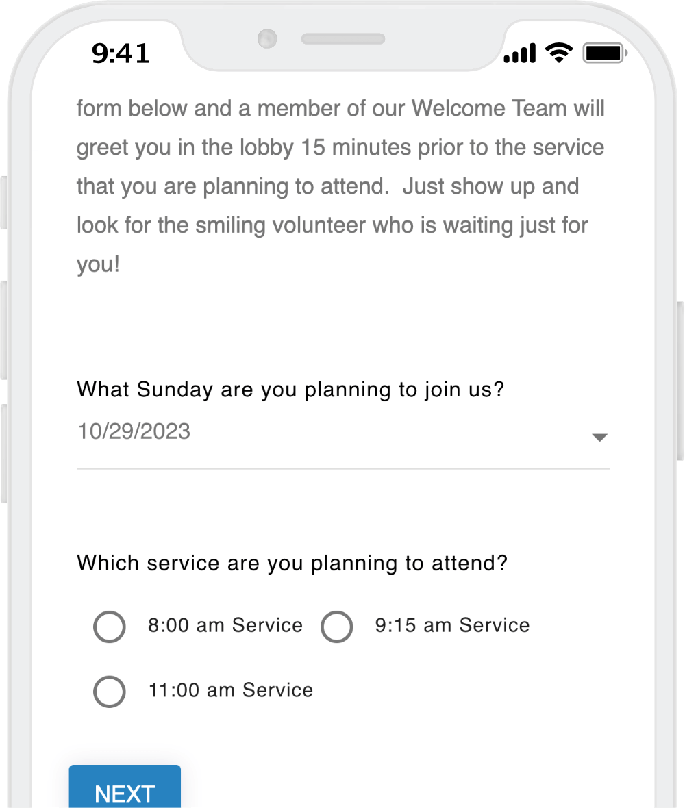Custom Forms Plan a Visit