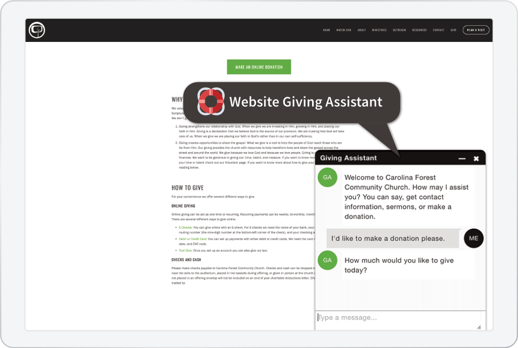 Website Giving Assistant