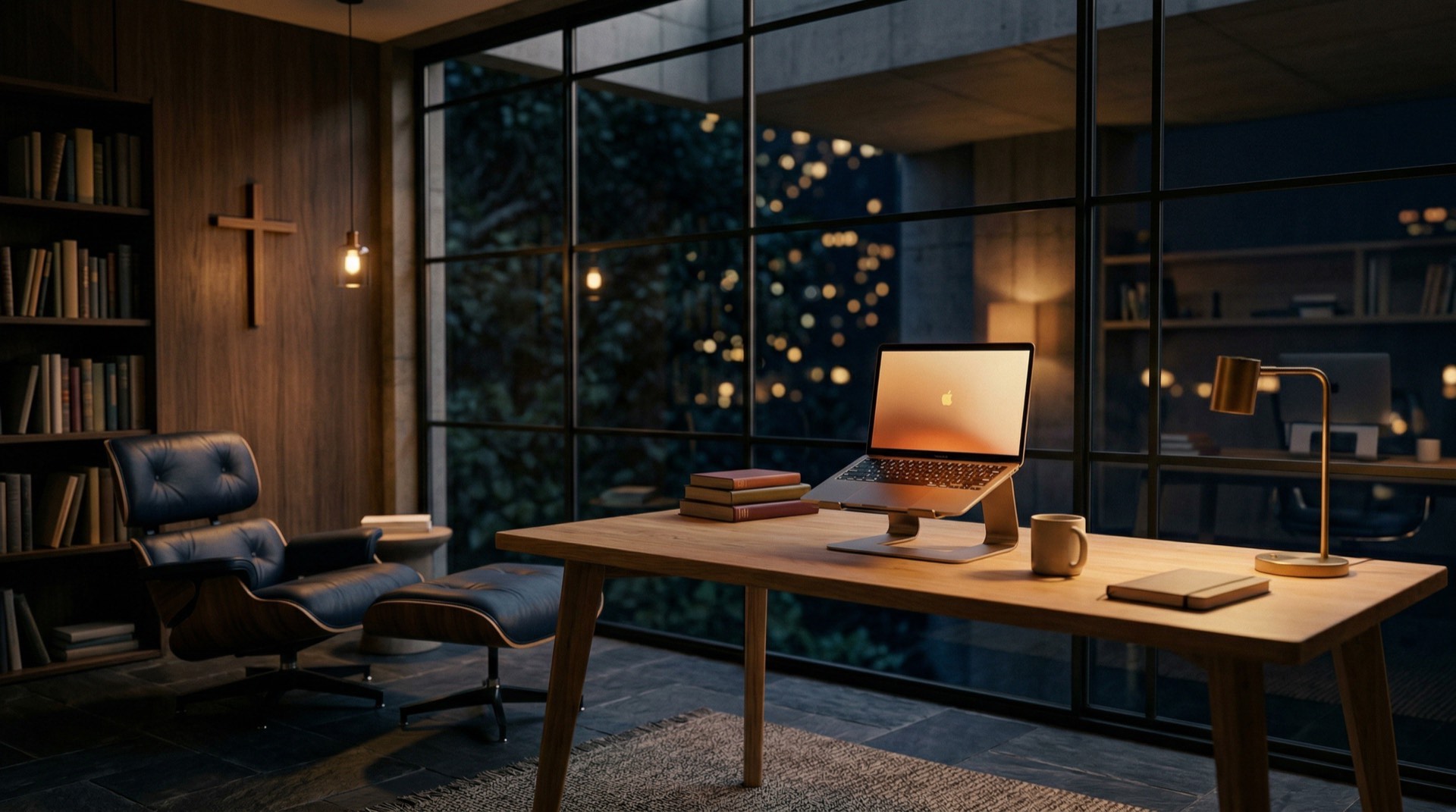 Warm pastoral study with soft ambient light