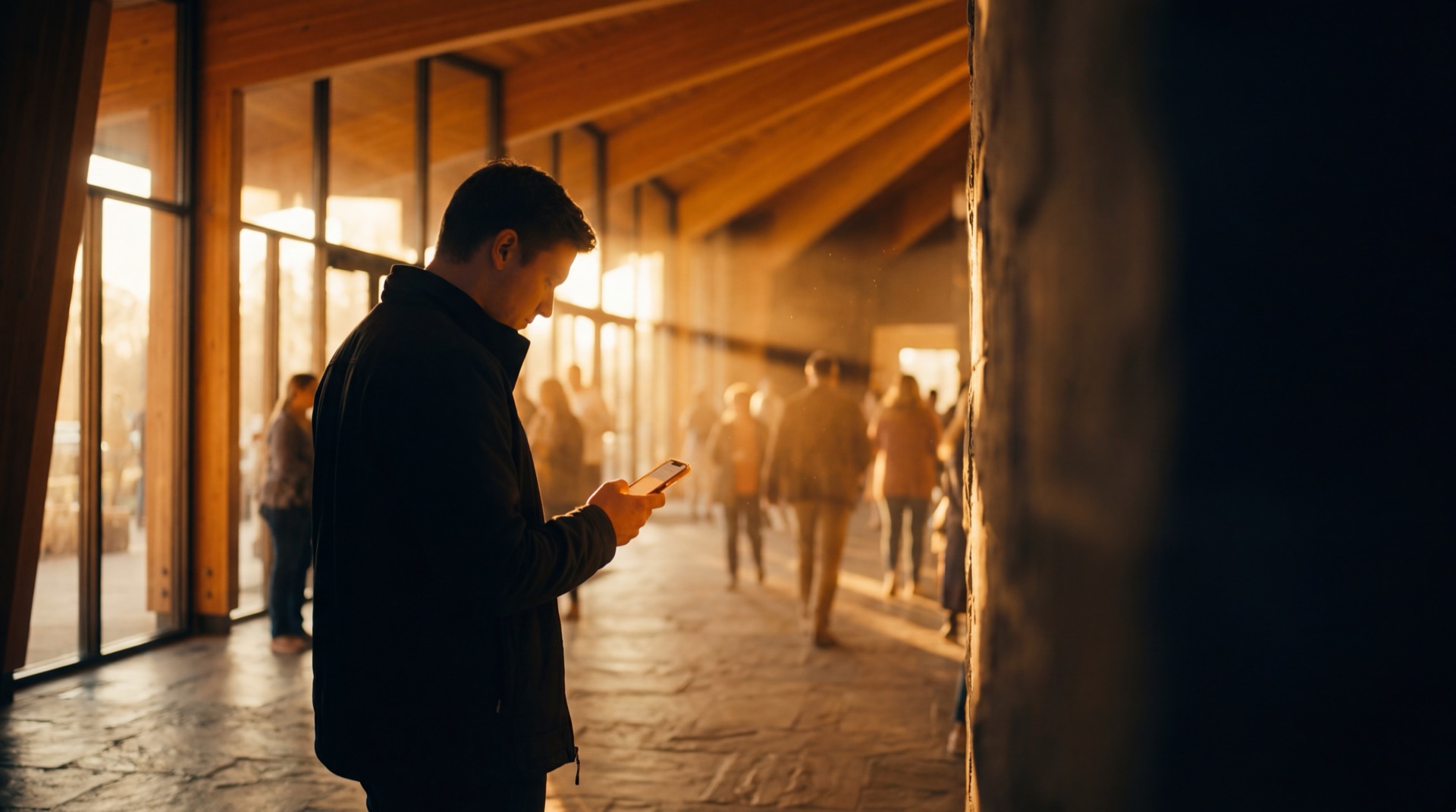 Church giving moment in warm light